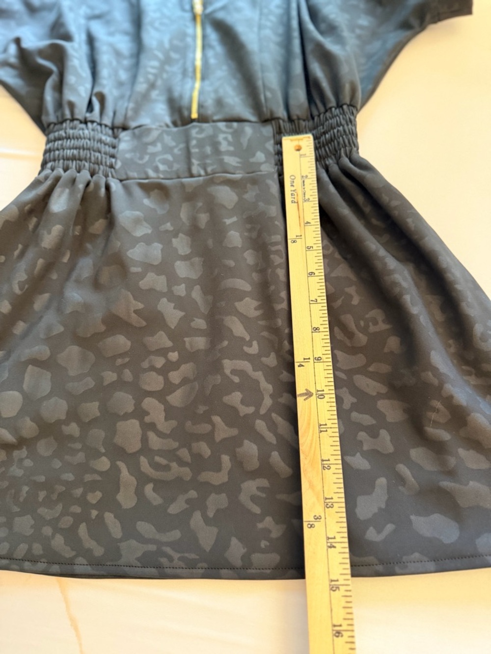 EMILY MCCARTHY Black Leopard Cheetah Animal Print Mini Dress XS Gold Detail EUC - Picture 8 of 8
